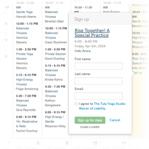 Allow your students to sign up for class right from your own website using our embedable calendar.
